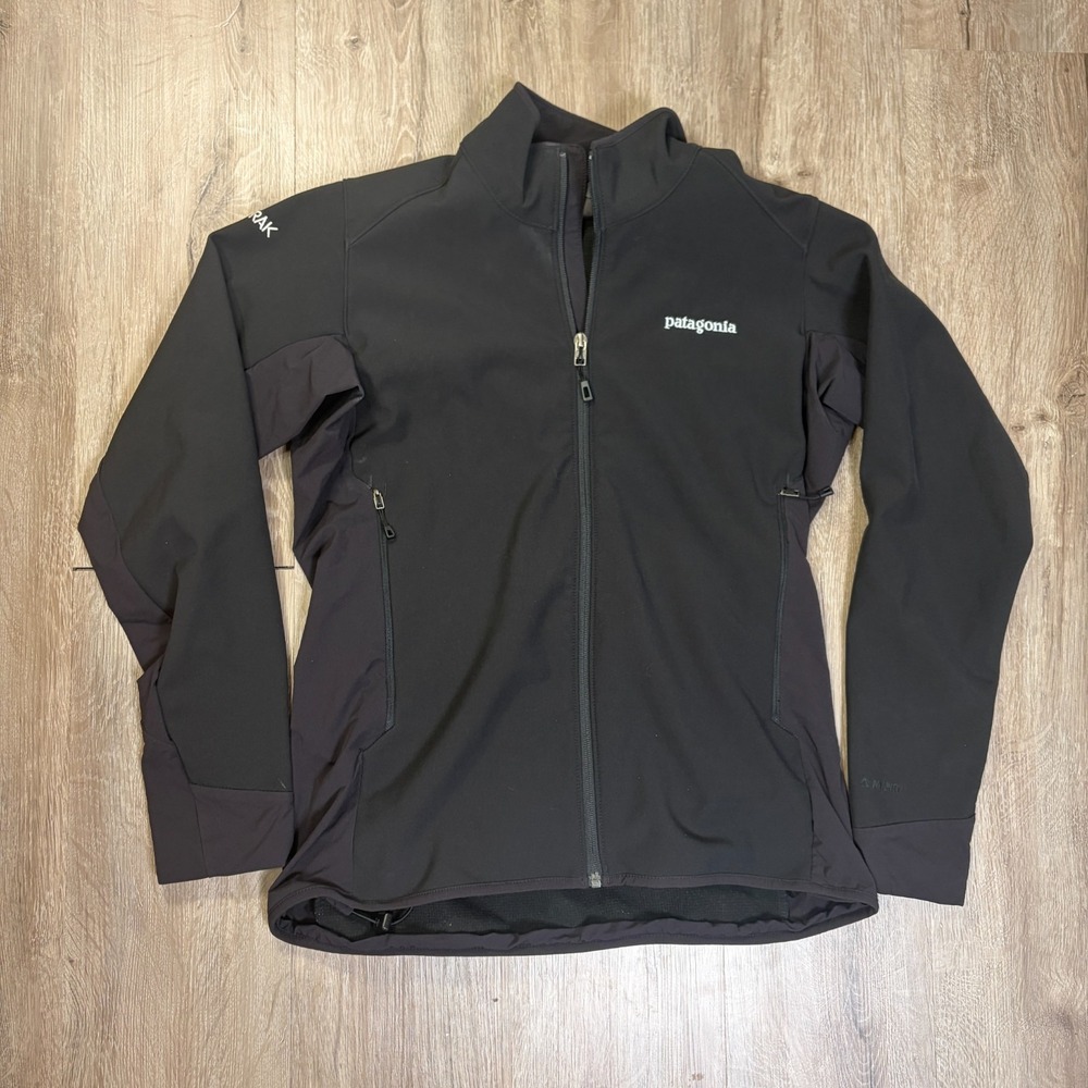 Patagonia Adze Jacket Womens Medium Black Full Zip Softshell Windbreaker